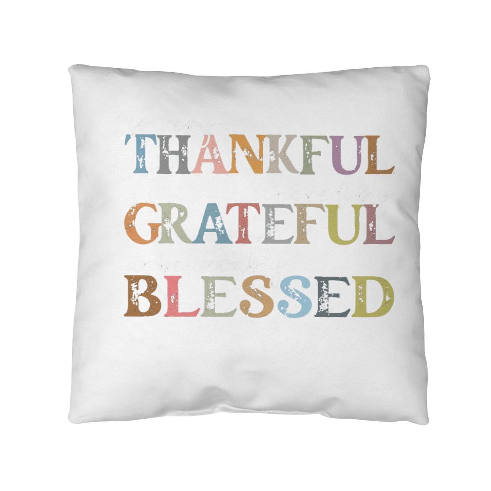 Thankful Grateful Blessed | Outdoor Pillow